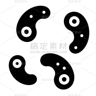 变形虫或细菌载体插图，固体风格图标