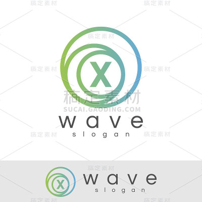 波浪首字母X图标设计