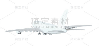 白色的飞机。孤立的