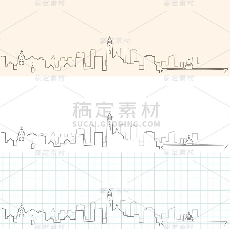 圣地亚哥手绘天际线