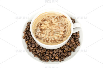 一杯咖啡和豆子
