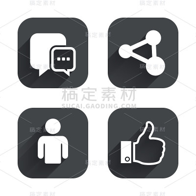 社交媒体图标。聊天语音泡泡和分享