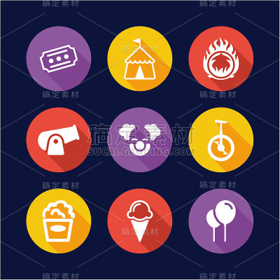 马戏团图标平面设计圈