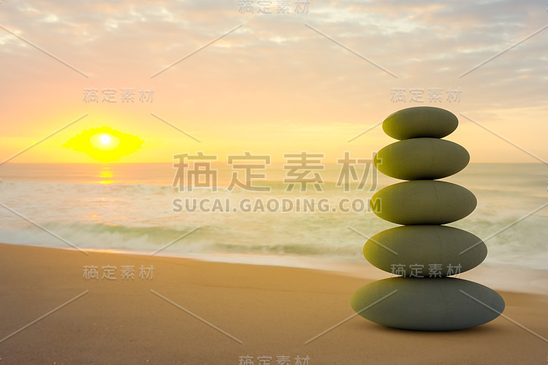 天然石头，鹅卵石，大理石在白色的背景。产品广告插图。3 d渲染。