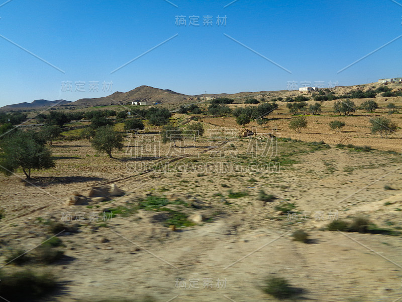 北非的风景。在突尼斯的沙漠