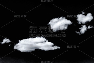黑色天空上孤立的白云