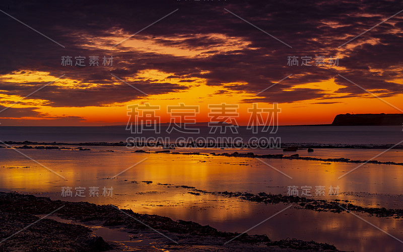 金默里奇日落雨云清晰显露出红色的天空