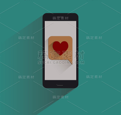带有心形图标的智能手机模板
