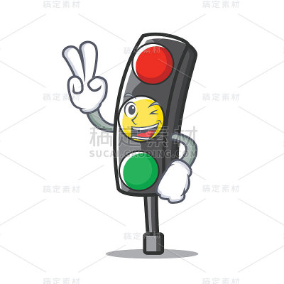 两指红绿灯人物卡通