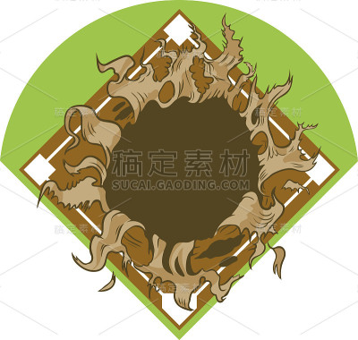 洞撕开棒球钻石矢量卡通剪辑艺术