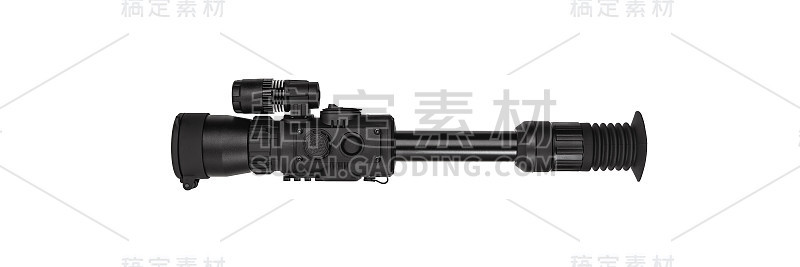 现代黑色光学瞄准镜武器隔离在白色。瞄准镜孤立在白色背景上