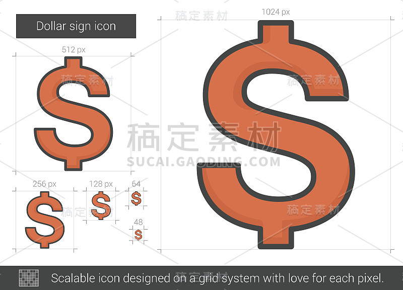 美元符号行图标。