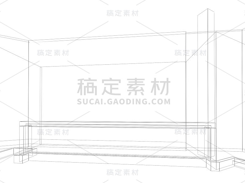 吧台草图设计，3dwire帧渲染