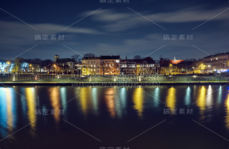 克拉科夫的夜景。