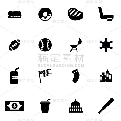 向量黑色美国图标设置