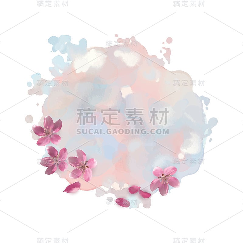 水彩斑点樱花花