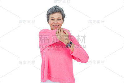 快乐成熟女人的肖像伸展