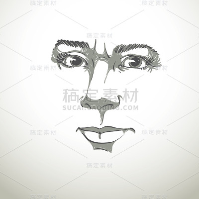 愤怒的女人矢量肖像，愤怒的女性插图