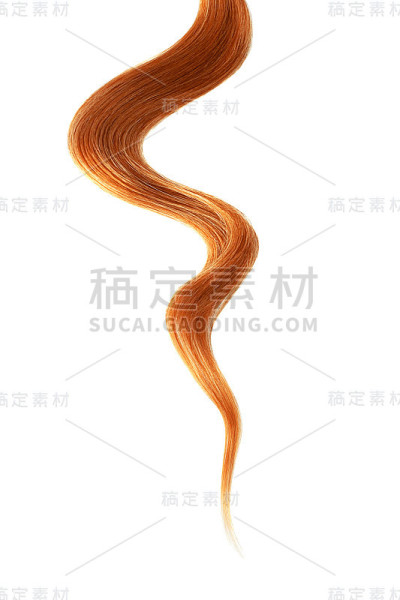 白色背景上的红色头发，孤立的。薄卷线