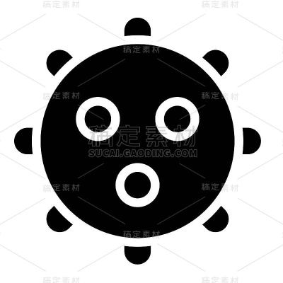 病毒或细菌矢量插图，固体样式图标