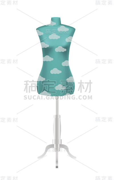 蓝色女裁缝假人