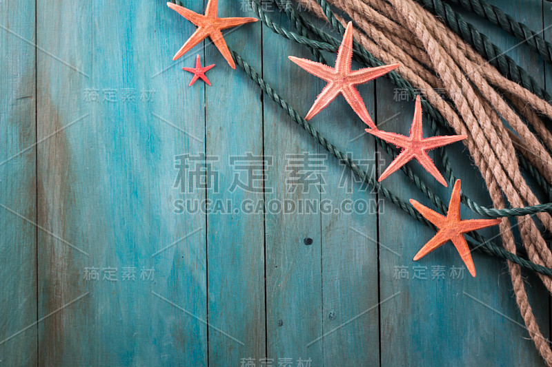 Summer time sea vacation background with star fish