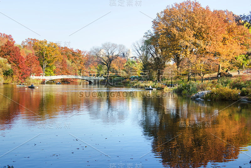 美国纽约中央公园的秋景