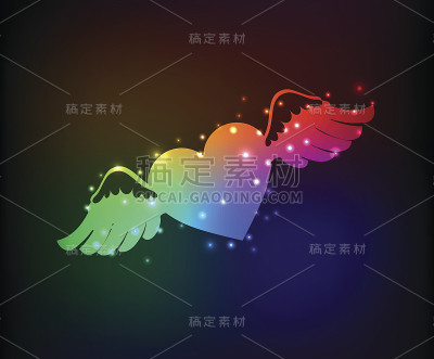 飞心符号，彩虹矢量