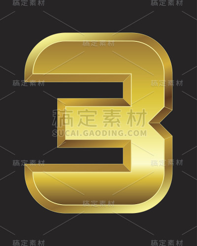 矩形斜面金色字体，3号