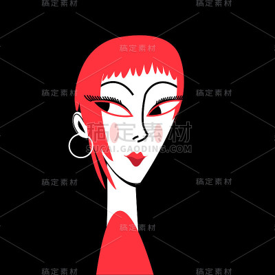 插图肖像的一个美丽的亚洲女孩