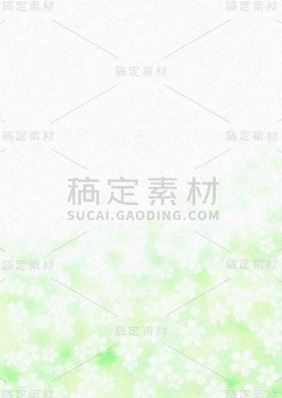 新鲜的绿色植物和漂亮的花在日本纸上的插图