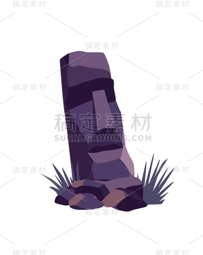 复活节岛上的石头脸。古代摩埃雕像。著名的旅游的象征。热带旅游度假对象。石头的偶像