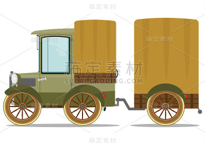 旧卡车和拖车