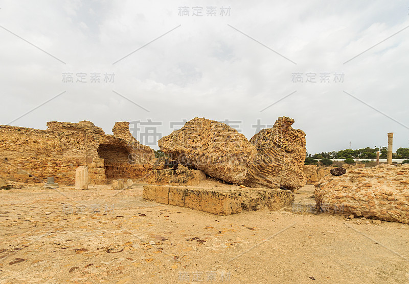 突尼斯和迦太基的古浴场遗址