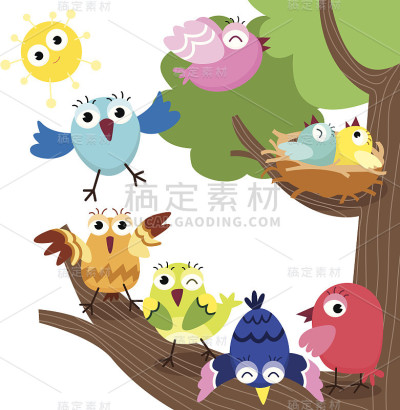可爱的小鸟家庭