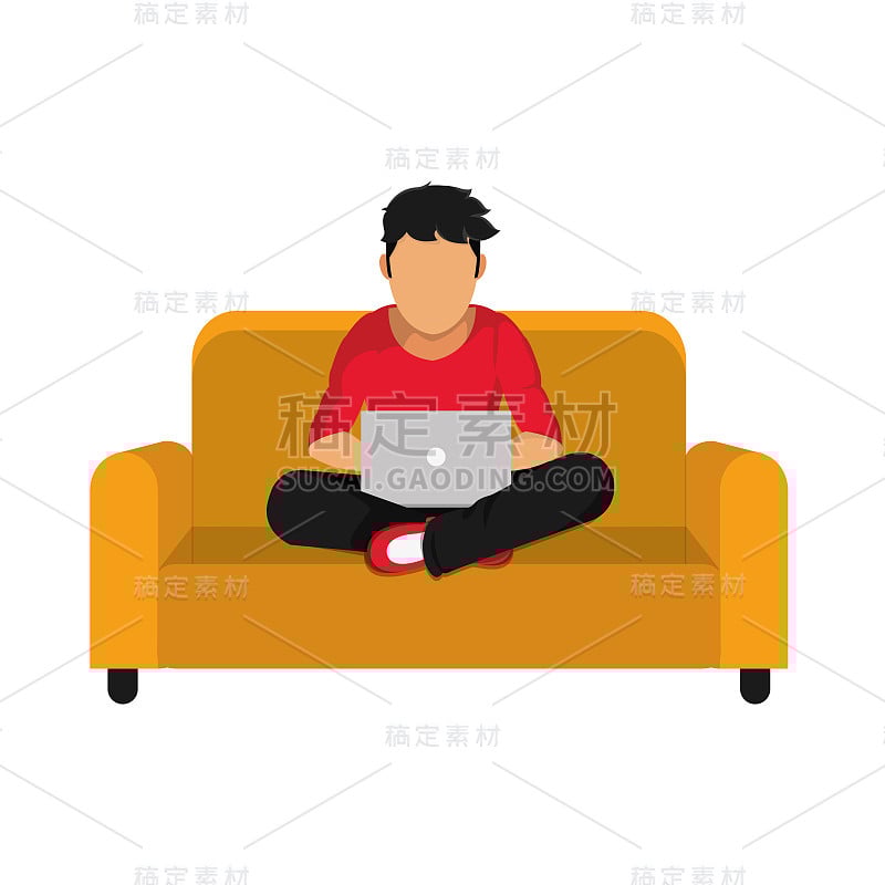 设计笔记本电脑的男孩