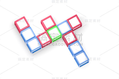 模板模拟彩色空白填字游戏的3D渲染