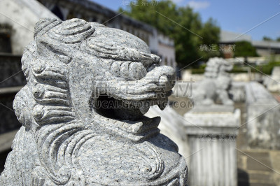 雕刻石狮，中国风格