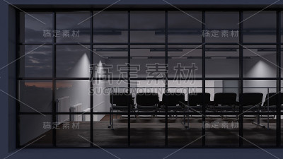 后视图的一个昏暗的照明演讲大厅后面的窗户