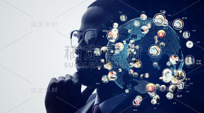 AI(人工智能)概念。通信网络。