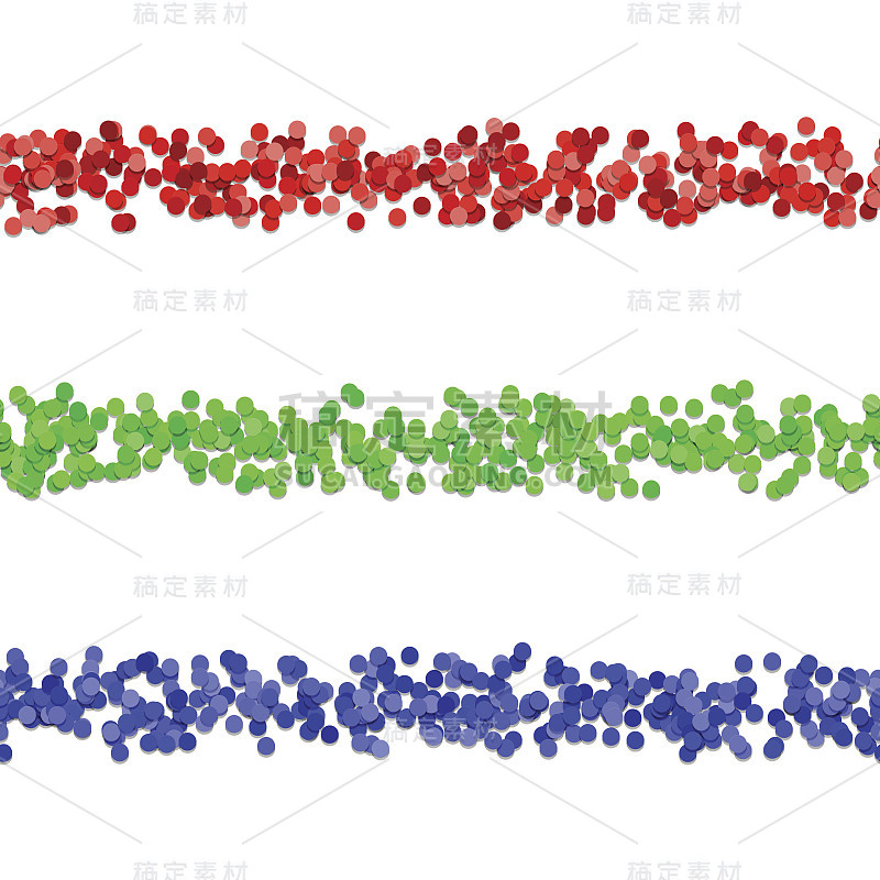 无缝随机点图案段落分割线设计集-向量图形元素从彩色圆