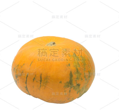 成熟的橙色南瓜，白色背景。