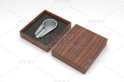 空白雪茄烟灰缸礼盒。3d渲染插图。