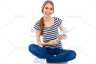 女学生，背景孤立