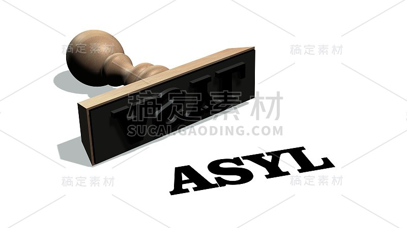 asyl-在白色背景上带有单词asyl的木制印章