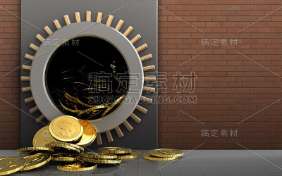 红砖上的3d美元硬币
