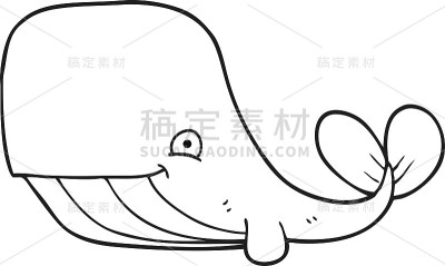 黑白卡通快乐鲸鱼