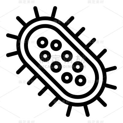 病毒或细菌矢量插图，线条样式图标