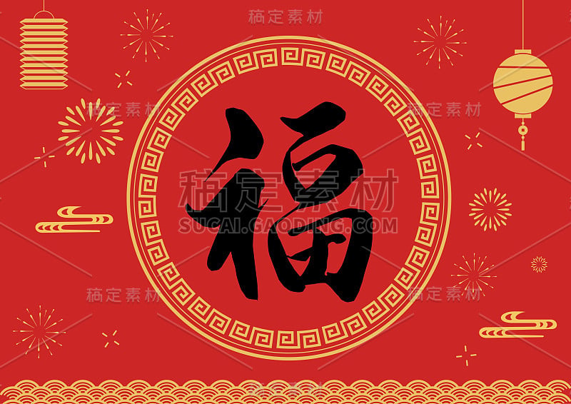 福字，新年快乐，灯笼背景