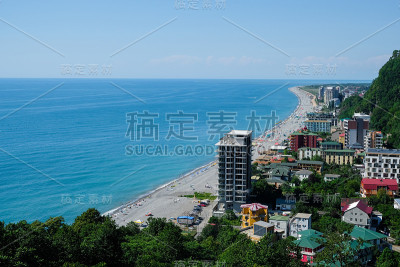 格鲁吉亚kvariy和Batumi市的区域全景。